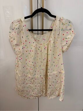kate spade Cream Polka Dot Short Sleeve Blouse